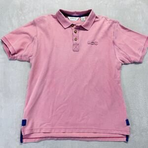 Vintage Orvis Rugby Polo‎ Shirt Men's Medium Pink Signature Heavy Short Sleeve